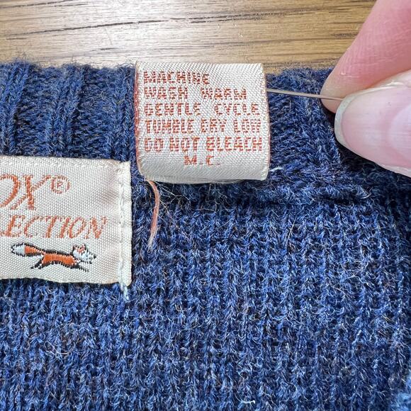 Vintage THE FOX COLLECTION Blue Plaid Wool‎ Blend Sweater Vest Mens L - Picture 5 of 5